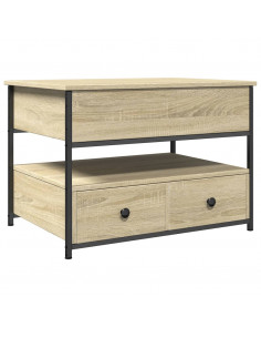 Tavolino Salotto Rovere Sonoma 70x50x50 cm Multistrato Metallo 2