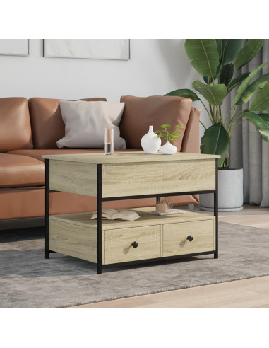 Tavolino Salotto Rovere Sonoma 70x50x50 cm Multistrato Metallo