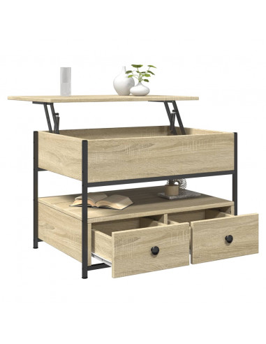 Tavolino Salotto Rovere Sonoma 70x50x50 cm Multistrato Metallo