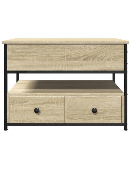 Tavolino Salotto Rovere Sonoma 70x50x50 cm Multistrato Metallo