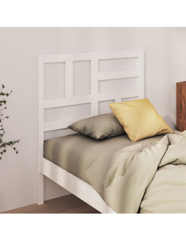 Testiera per Letto Bianca 106x4x104cm in Legno Massello di Pino