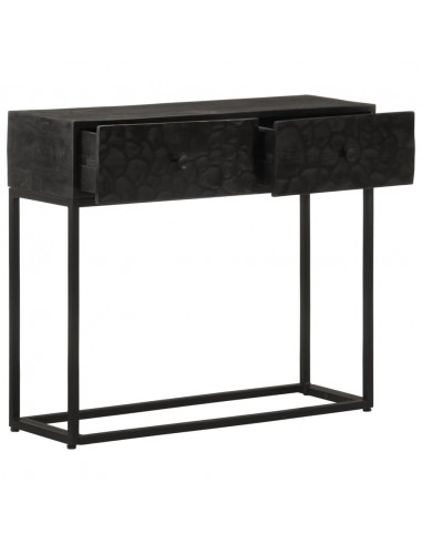 Tavolo Consolle Nero 90x30x76cm Legno Massello di Mango e Ferro