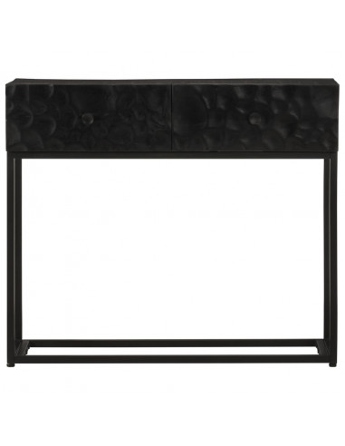 Tavolo Consolle Nero 90x30x76cm Legno Massello di Mango e Ferro