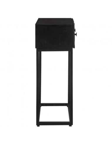 Tavolo Consolle Nero 90x30x76cm Legno Massello di Mango e Ferro