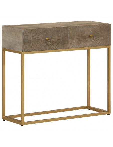 Tavolo Consolle 90x30x76 cm in Legno Massello di Mango e Ferro