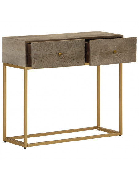Tavolo Consolle 90x30x76 cm in Legno Massello di Mango e Ferro