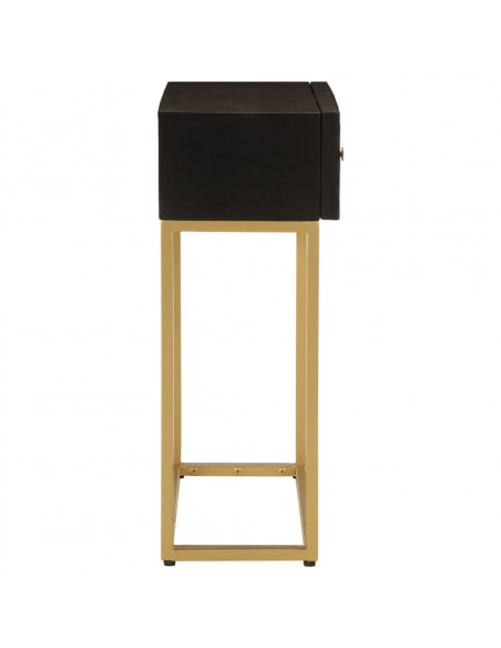 Tavolo Consolle Nero 90x30x76cm Legno Massello di Mango e Ferro