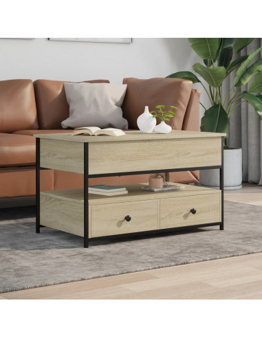 Tavolino Salotto Rovere Sonoma 85x50x50 cm Multistrato Metallo