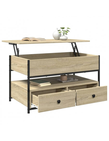 Tavolino Salotto Rovere Sonoma 85x50x50 cm Multistrato Metallo