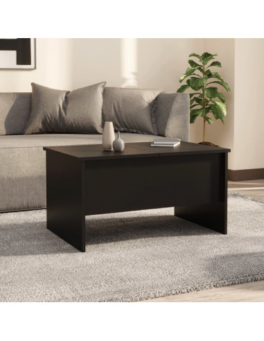 Tavolino da Salotto Nero 80x50x42,5 cm in Legno Multistrato
