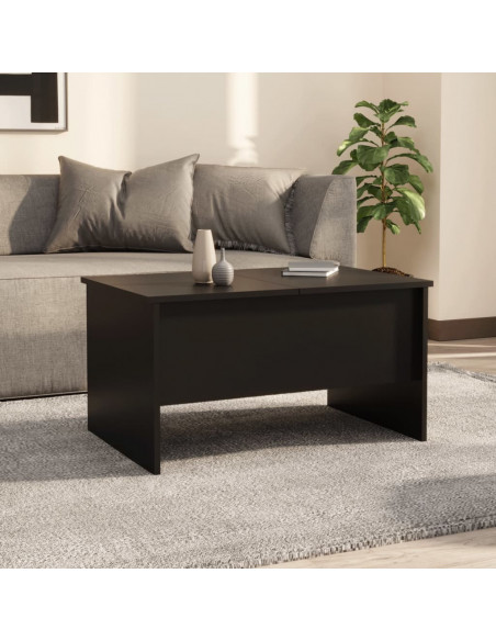Tavolino da Salotto Nero 80x50x42,5 cm in Legno Multistrato