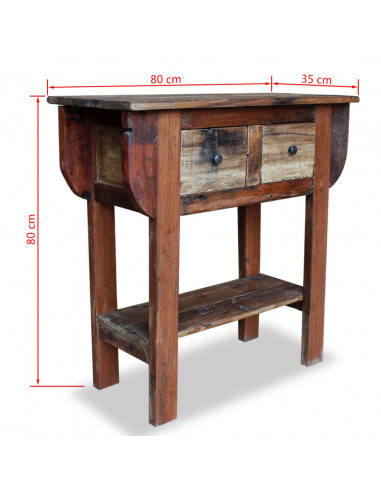 Consolle in Legno Massello di Recupero 80x35x80 cm