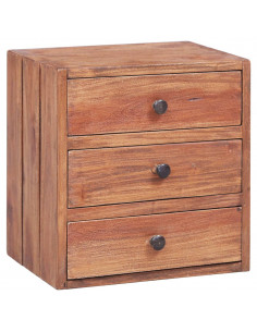 Comodino con 3 Cassetti 35x25x35 cm Legno Massello di Recupero