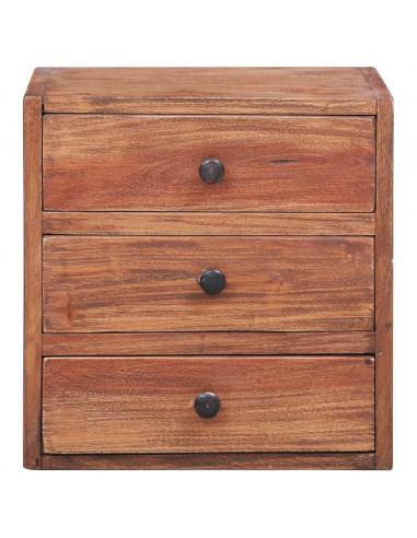 Comodino con 3 Cassetti 35x25x35 cm Legno Massello di Recupero