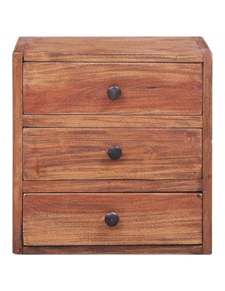 Comodino con 3 Cassetti 35x25x35 cm Legno Massello di Recupero