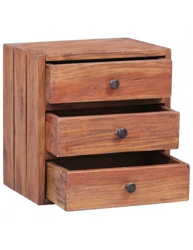 Comodino con 3 Cassetti 35x25x35 cm Legno Massello di Recupero
