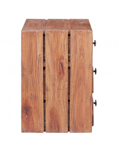 Comodino con 3 Cassetti 35x25x35 cm Legno Massello di Recupero