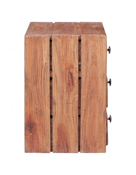 Comodino con 3 Cassetti 35x25x35 cm Legno Massello di Recupero