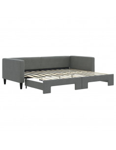 Divano Letto con Letto Estraibile Grigio Scuro 90x200cm Tessuto