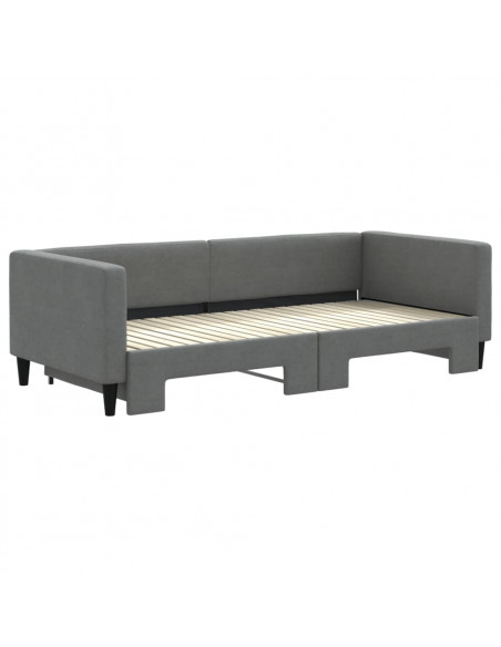 Divano Letto con Letto Estraibile Grigio Scuro 90x200cm Tessuto