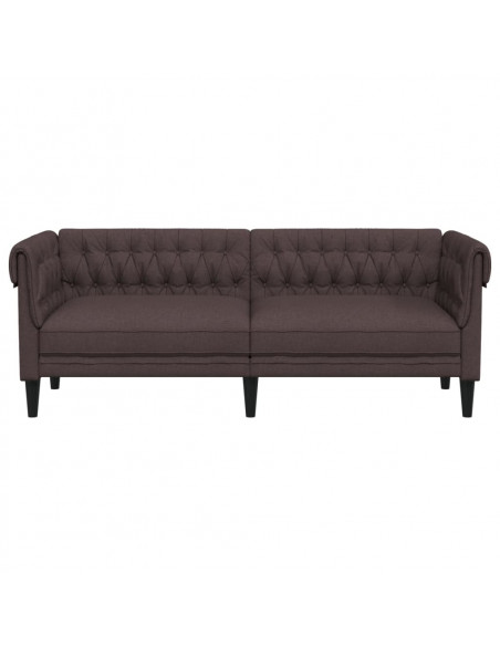 Divano Chesterfield a 3 Posti Marrone Scuro in Tessuto
