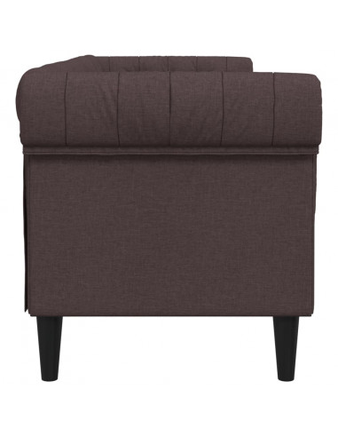 Divano Chesterfield a 3 Posti Marrone Scuro in Tessuto
