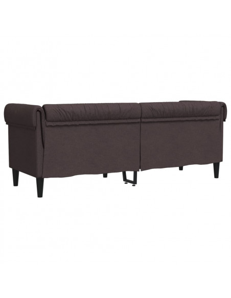 Divano Chesterfield a 3 Posti Marrone Scuro in Tessuto