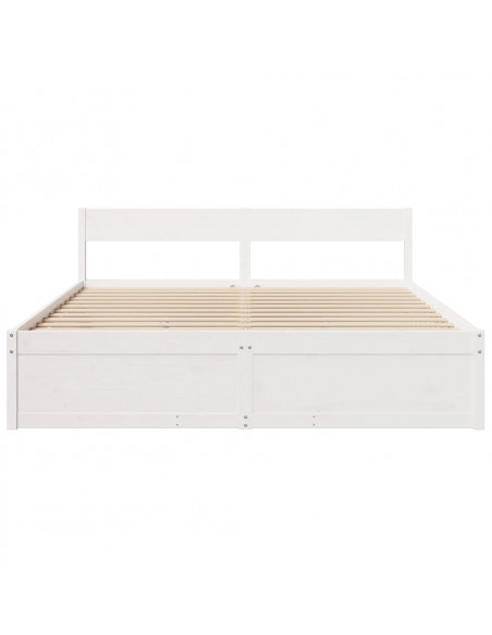 Giroletto con Cassetti Bianco 200x200 cm Legno Massello di Pino