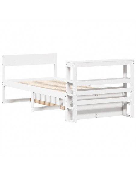 Letto senza Materasso Bianco 90x190 cm in Legno Massello Pino