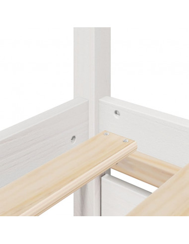 Letto Cassetti e Materasso Bianco 200x200cm Legno Massello Pino