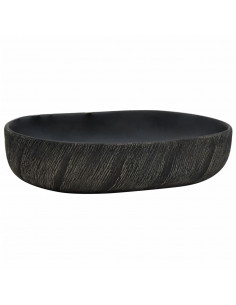 Lavabo da Appoggio Nero Ovale 59x40x14 cm Ceramica