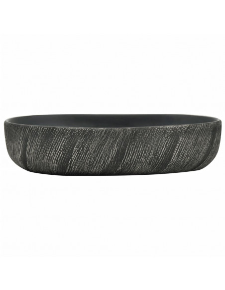 Lavabo da Appoggio Nero Ovale 59x40x14 cm Ceramica