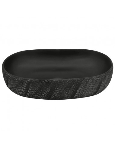 Lavabo da Appoggio Nero Ovale 59x40x14 cm Ceramica