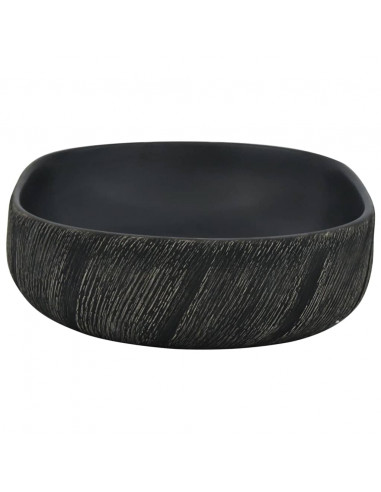 Lavabo da Appoggio Nero Ovale 59x40x14 cm Ceramica