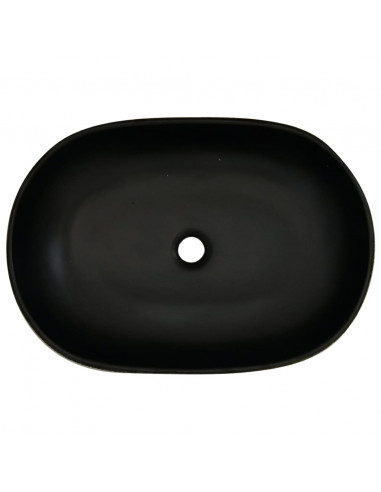 Lavabo da Appoggio Nero Ovale 59x40x14 cm Ceramica