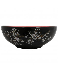 Lavabo da Appoggio Nero e Rosso Rotondo Φ41x14 cm Ceramica