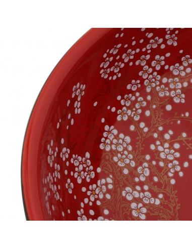 Lavabo da Appoggio Nero e Rosso Rotondo Φ41x14 cm Ceramica