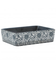Lavabo Appoggio Nero e Blu Rettangolare 46x35,5x13 cm Ceramica
