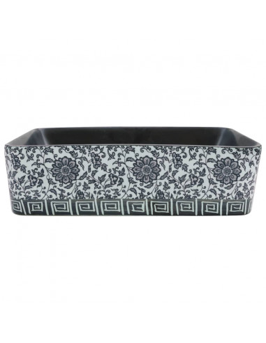 Lavabo Appoggio Nero e Blu Rettangolare 46x35,5x13 cm Ceramica