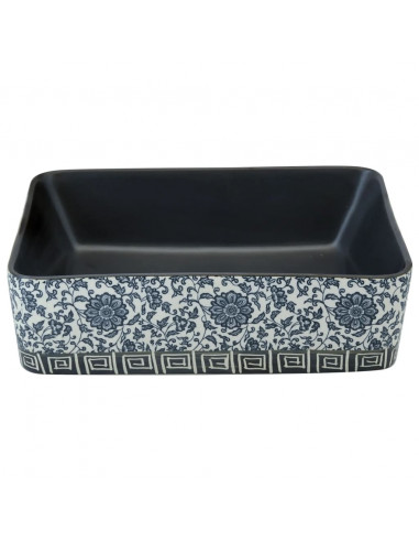 Lavabo Appoggio Nero e Blu Rettangolare 46x35,5x13 cm Ceramica