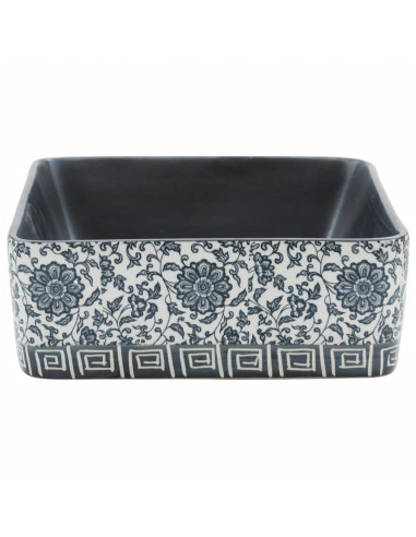 Lavabo Appoggio Nero e Blu Rettangolare 46x35,5x13 cm Ceramica