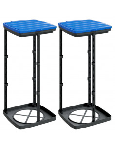 Porta Sacchi Spazzatura 2 pz Nero e Blu 60 L in PP