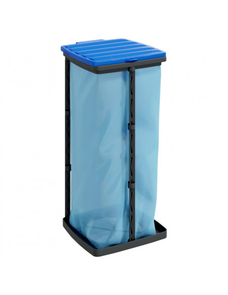 Porta Sacchi Spazzatura 2 pz Nero e Blu 60 L in PP