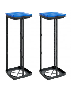 Porta Sacchi Spazzatura 2 pz Nero e Blu 120 L in PP