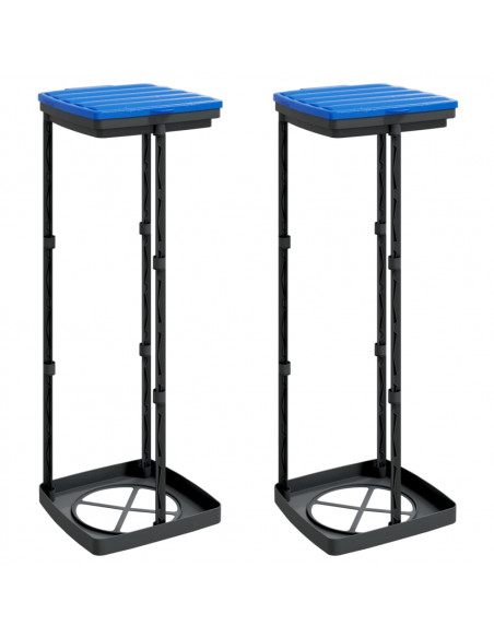 Porta Sacchi Spazzatura 2 pz Nero e Blu 120 L in PP