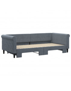 Divano Letto con Letto Estraibile Grigio Scuro 90x200cm Velluto 2