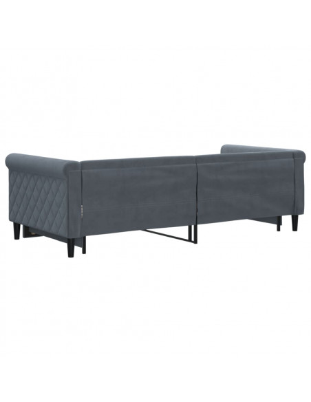 Divano Letto con Letto Estraibile Grigio Scuro 90x200cm Velluto