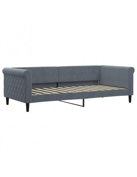 Divano Letto con Letto Estraibile Grigio Scuro 90x200cm Velluto