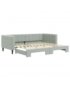 Divano Letto con Letto Estraibile Grigio Chiaro 90x200 Velluto