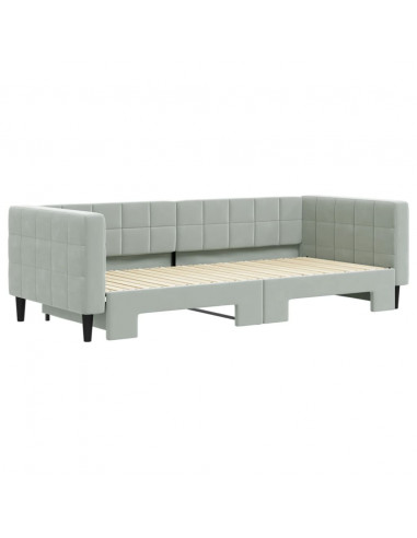 Divano Letto con Letto Estraibile Grigio Chiaro 90x200 Velluto